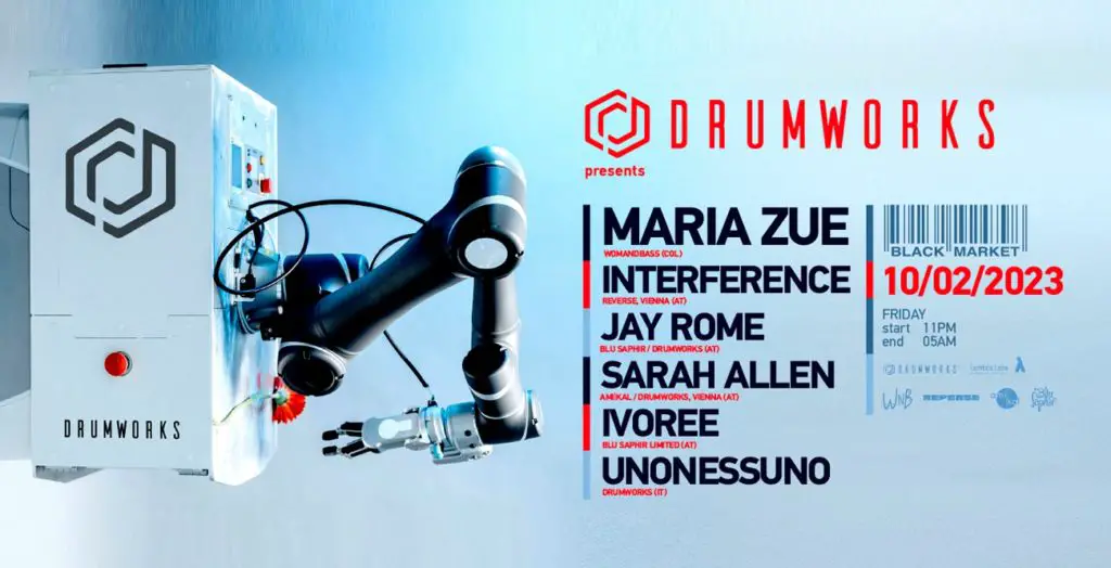 Flyer fÃ¼r: Black Market - Drumworks presents Maria Zue (Womandbass / Bogotá, Colombia)