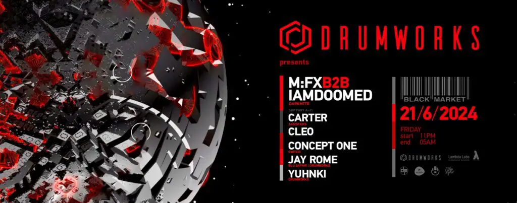 Flyer fÃ¼r: Black Market - Drumworks presents M:FX & IAMDOOMED (DARKMTTR RECS)